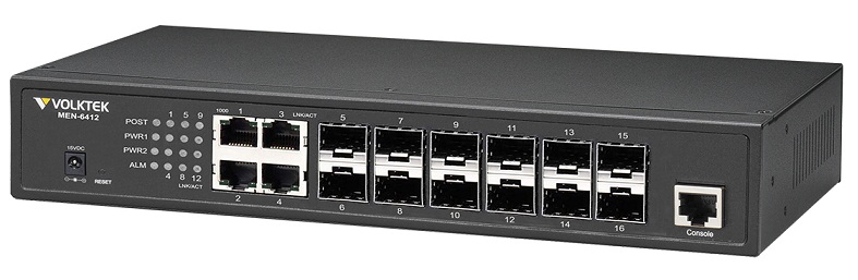 12 Port Gigabit Managed Fiber Switch VolkTek MEN-6412